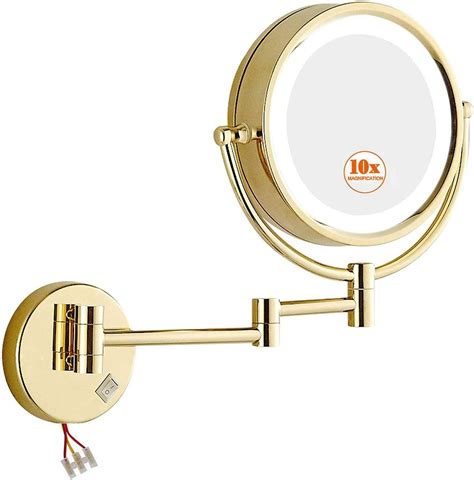 led makeup mirror wall mount lighted direct wire 8 inch double sided 360° swivel