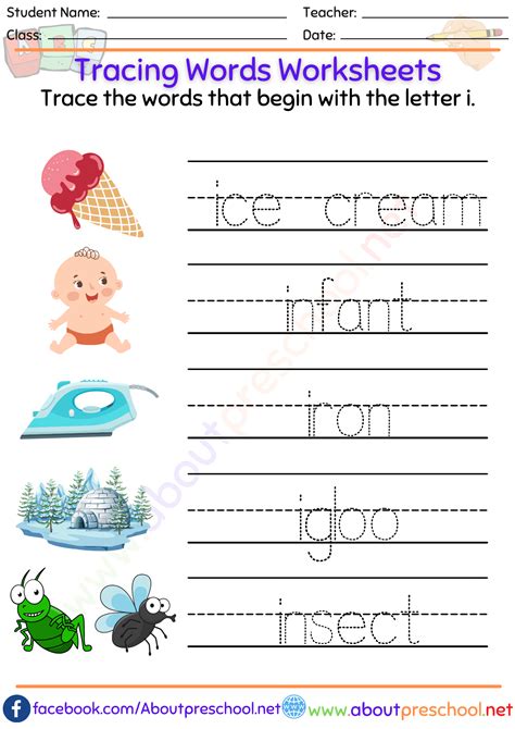 Tracing Words Worksheets I About Preschool