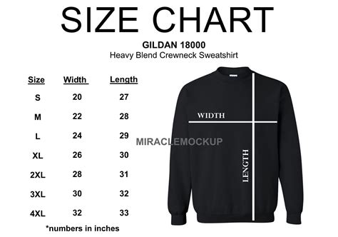 Gildan Size Chart Gildan Size Chart Sweatshirt Size Chart Gildan Mockup Gildan
