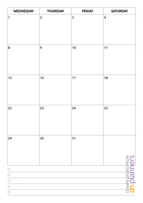 Download Printable Monthly Calendar With Notes Pdf Intended For Blank