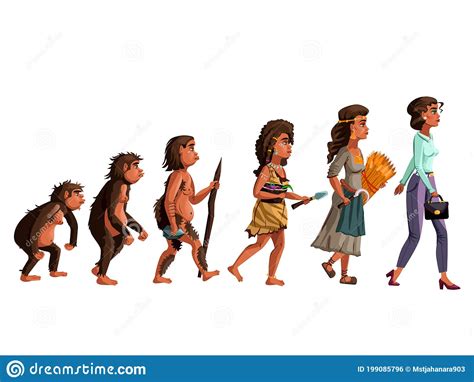 Woman Evolution Female Development Stages From Monkey To Robot
