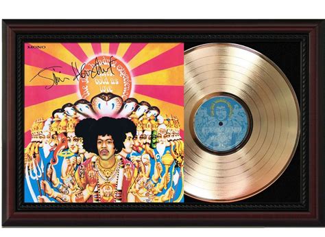 Jimi Hendrix Axis Bold As Love Cherry Wood Gold Lp Record Framed Signature Display M4 Gold