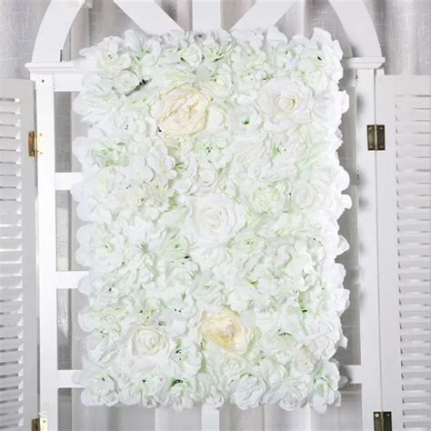 40x60cm Artificial Silk Flower Wall Panel White Flowers Hydrangea