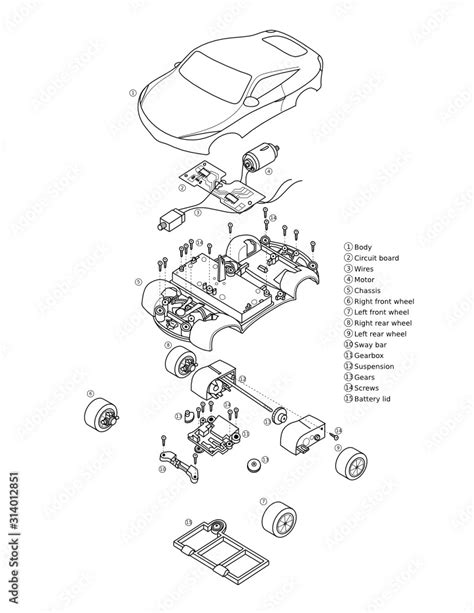 Exploded View Of Toy Car Stock Vector Adobe Stock