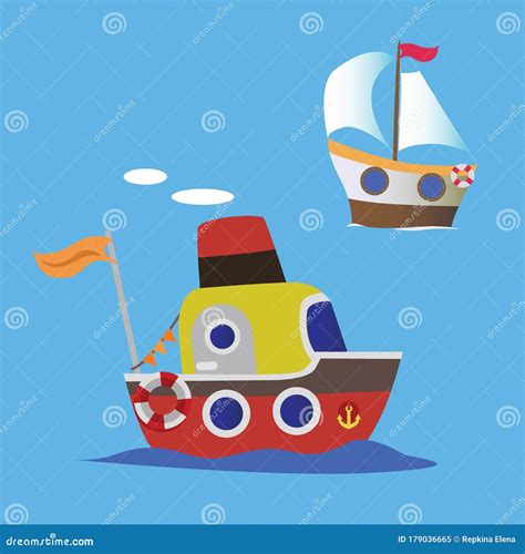 Cartoon Ships Illustration Stock Vector Illustration Of Cute 179036665