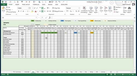 Leave Tracker Excel Template 2018