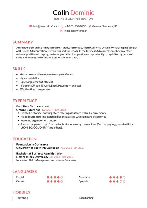 Business Administration Resume Sample in 2024 - ResumeKraft