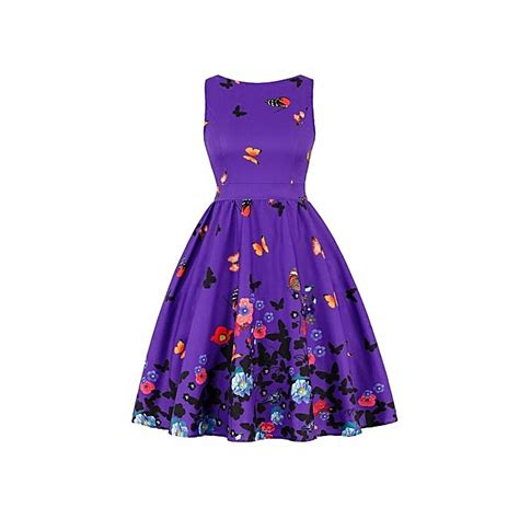 Zaful Butterfly Print Floral Prom Dress Purple Ng
