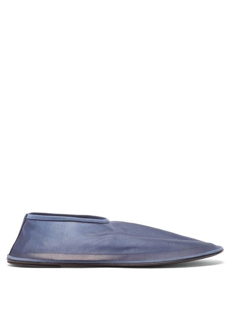 Leather And Mesh Ballet Flats Navy The Row Matchesfashion Fr