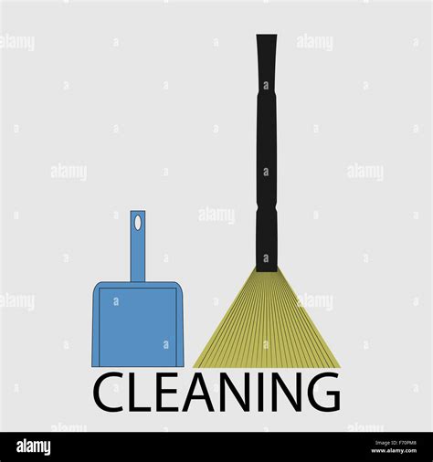 Cleaning Icon Flat Housework Broom And Dustpan Besom And Cleaner