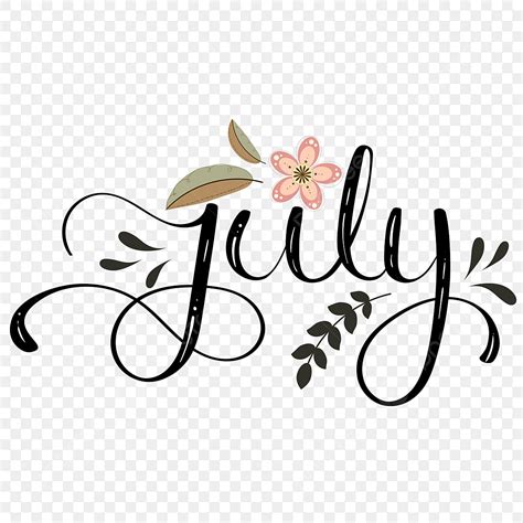 July Month Vector Design Images July Month Text Hand Lettering