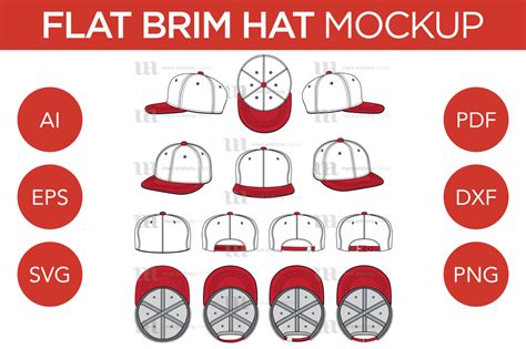 Flat Brim Hats Vector Template Mockup Graphic By Markanthonymedia