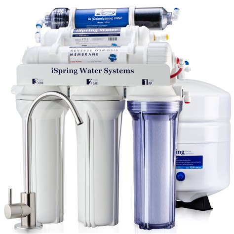 ispring reverse osmosis water filter system w zero tds deionizer filter 75gpd 6 stage rcc7d