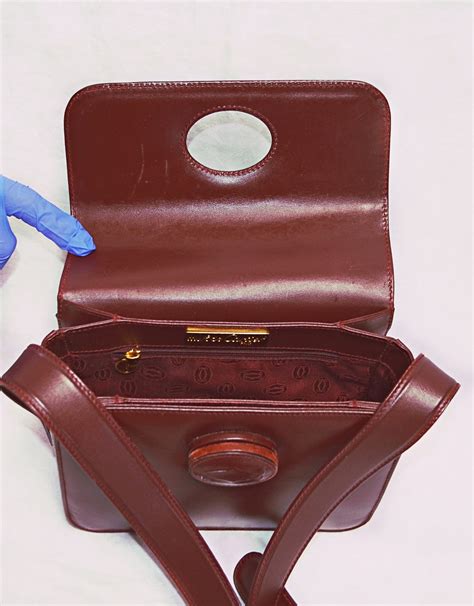 Authentic Must De Cartier Burgundy Leather Shoulder Bag Etsy