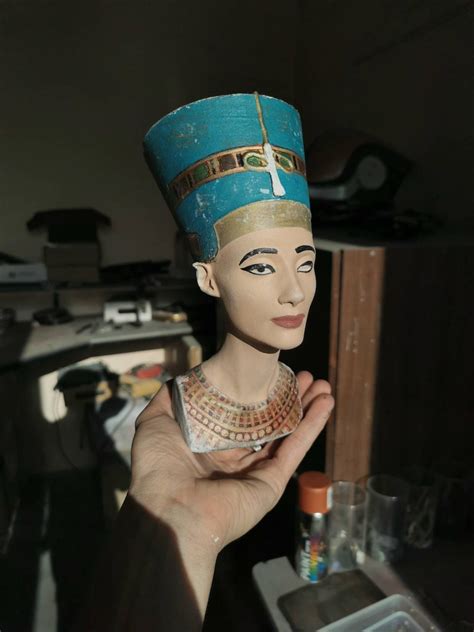 Nefertiti Bust Original Colors Statue Egyptian Queen Etsy