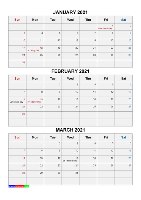This blank february calendar printable is available in excel, word or pdf format. Free Printable January February March 2021 Calendar 3 ...