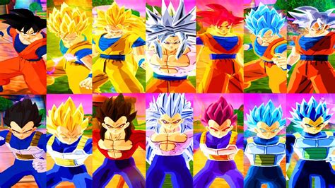 Todas As TransformaÇÕes Goku E Vegeta Base Ssj Ssj2 Ssj3 Ssj4