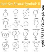 1 Drawn Doodle Lined Icon Set Sexual Symbols Ii Clip Art Royalty Free