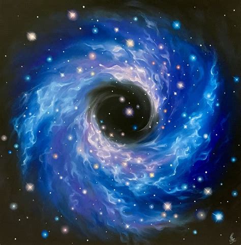 Cosmic Portal Original Painting Oil On Canvas Black Hole Etsy