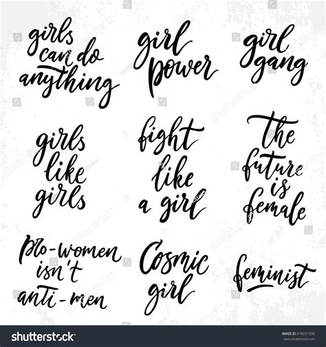 Feminist Quotes Set Fight Like Girl Stock Vector 618231338 - Shutterstock