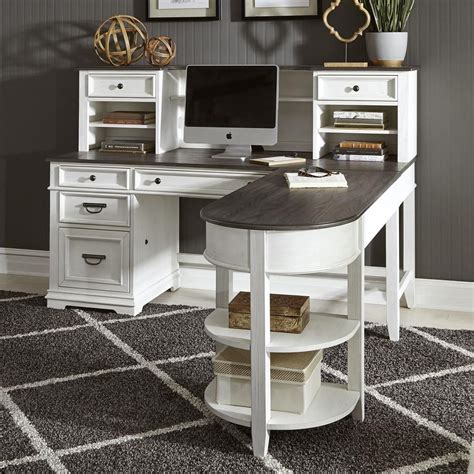 Liberty Furniture Allyson Park Transitional L Shaped Desk With Hutch Godby Home Furnishings