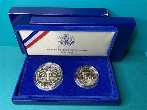 1986 Proof Statue Of Liberty Silver Dollar And Clad Half Set For Sale