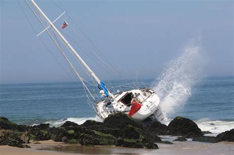 Sailboat Crashes Against Jetty In Manasquan