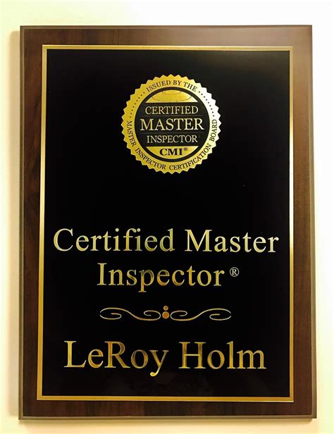 Hot Pic Personalized Cmi Plaque For Leroy Holm Certified Master Inspector Cmi Discussion