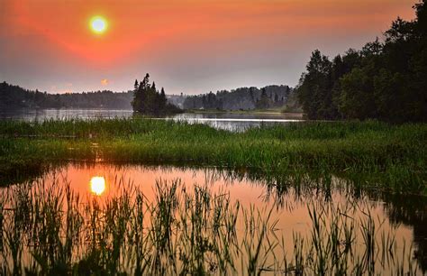 3015658 Dawn Dusk Forest Grass Lake Landscape Reflection Sun
