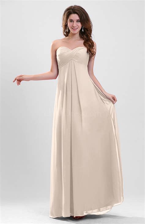 Cream Elegant A Line Zipper Chiffon Floor Length Ruching Party Dresses