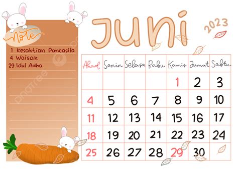 Gambar Kalender Bulanan Juni 2023 Versi Bahasa Indonesia Juni 2023