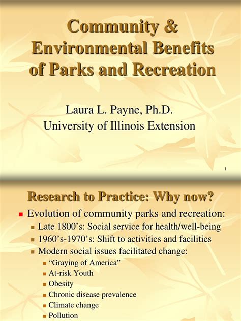 Community And Environmental Benefits Of Parks And Recreation Pdf