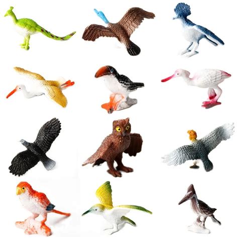 12pcs Multi Color Birds Toys Plastic Model Bird Figuresaction Figure