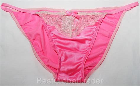 Victorias Secret Very Sexy Satin Lace Large Pink String Bikini Panty