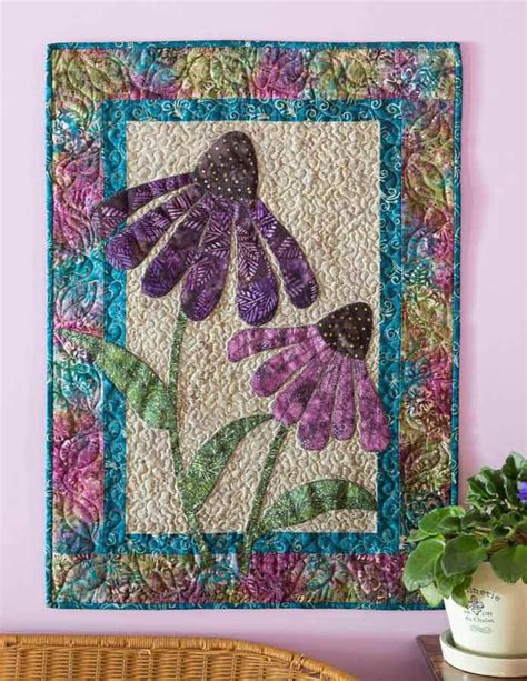 Purple Coneflowers Banner Flower Quilts Flower Petal Art Art Quilts