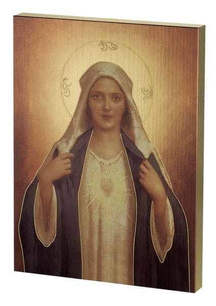 Immaculate Heart Of Mary Embossed Wood Plaque