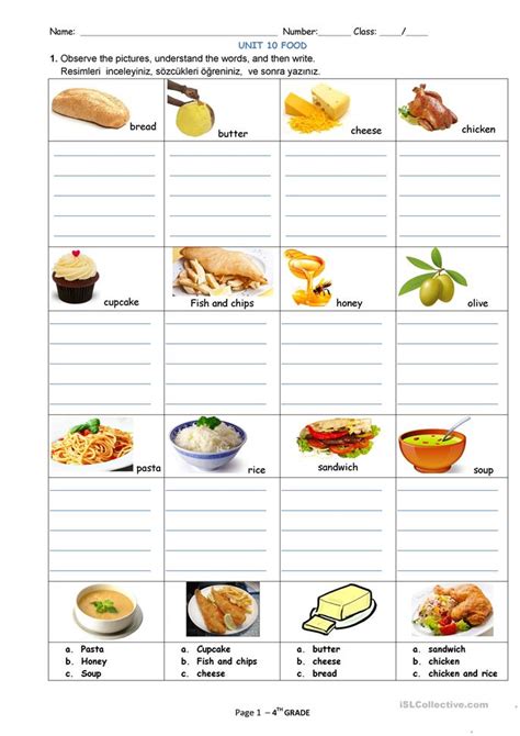 4.sınıf food and drinks worksheet. Food and Drinks worksheet - Free ESL printable worksheets ...