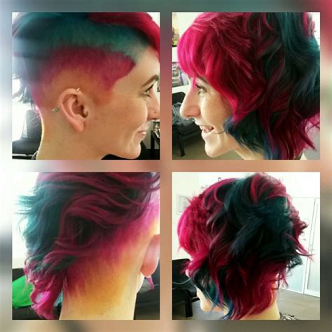 Colourful Asymmetric Bob With Side Shave Hair Inspiration Hair Color