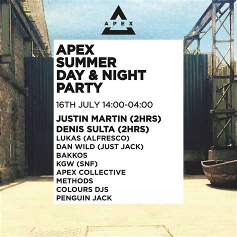 Apex And Boogie Night Summer Day And Night Party Motion Headfirst Bristol