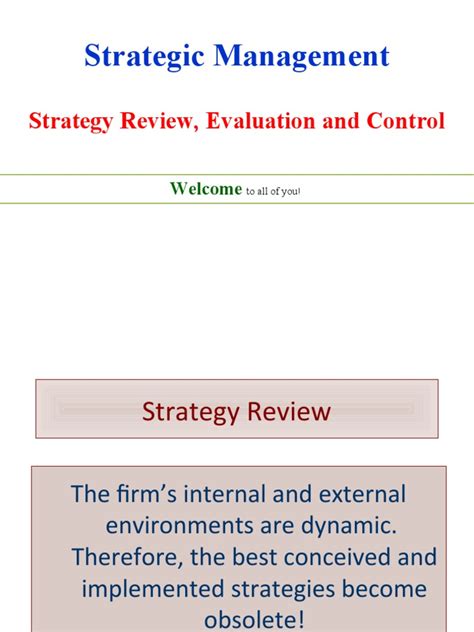 Strategic Management Strategy Review Evaluation And Control Pdf