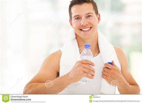 Fitness Man Drinking Water Stock Images Image 34020644