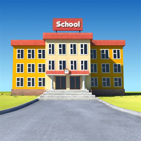 School Building Cartoon Vector Stock Vector Colourbox
