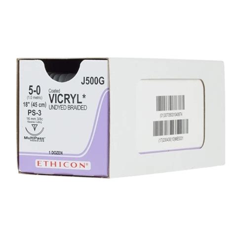 Ethicon Vicryl 50 18 Coated Vicryl Undyed Braided Absorbable Suture