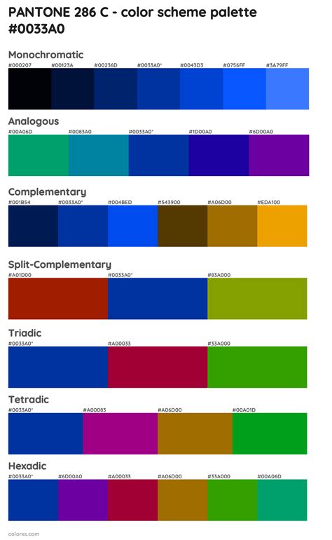 Pantone 286 C Color Palettes And Color Scheme Combinations