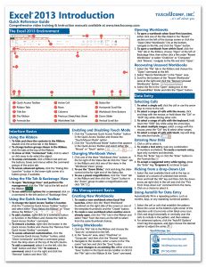 Microsoft Excel 2013 Introductory Quick Reference Guide TeachUcomp Inc