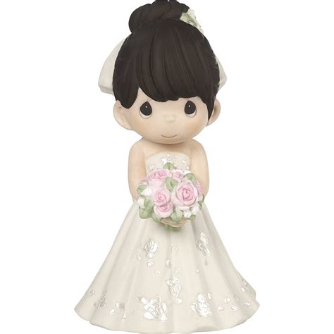 Precious Moments Bride Black Hair With Light Skin Tone Cake Topper