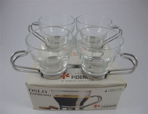 Vintage Fidenza Oslo Espresso Italian Glass Mugs Set Of 4 Coffee Cups Nib Oslo Glass Coffee