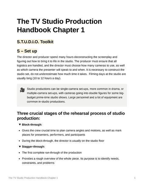 Chapter 1 Introdution The Tv Studio Production Handbook Chapter 1 St