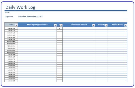 Daily Log Template Ms Word And Excel Free Log Templates