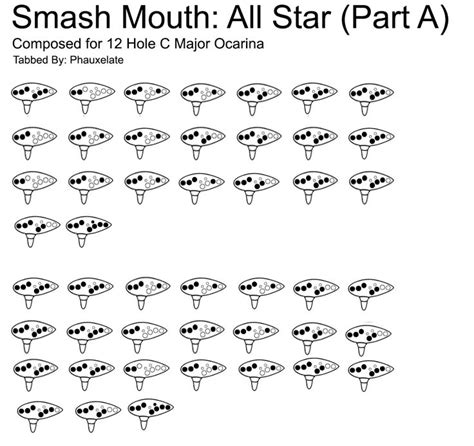 I Converted Smash Mouth All Star To An Ocarina Tab Music Sheet
